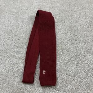 VTG Bronzini Tie Mens Red Wool Knit Skinny Necktie Made Italy Preppy Menswear